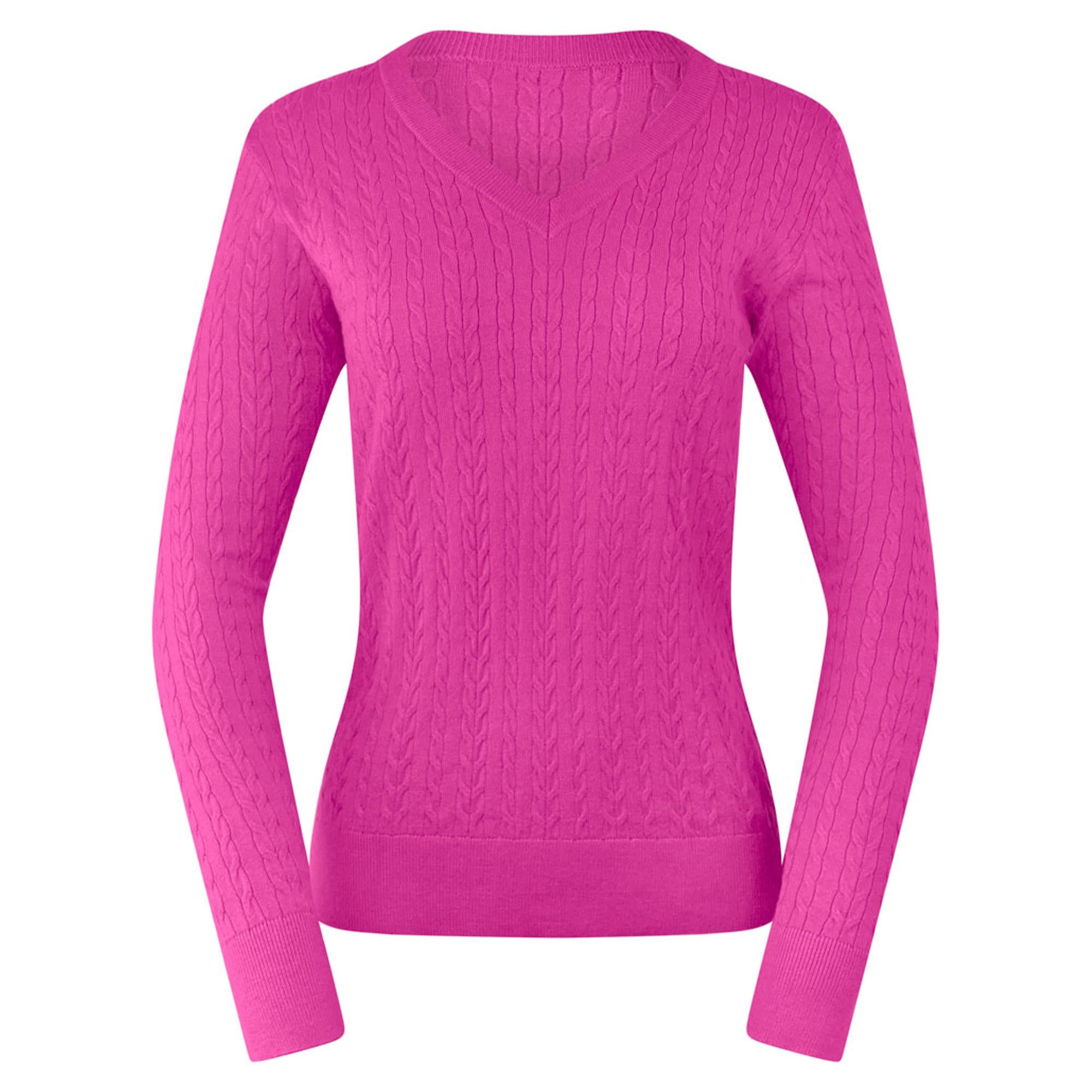 Pure Golf Suzie Summer Weight Knitted Ladies Golf Jumper Deep Azalea